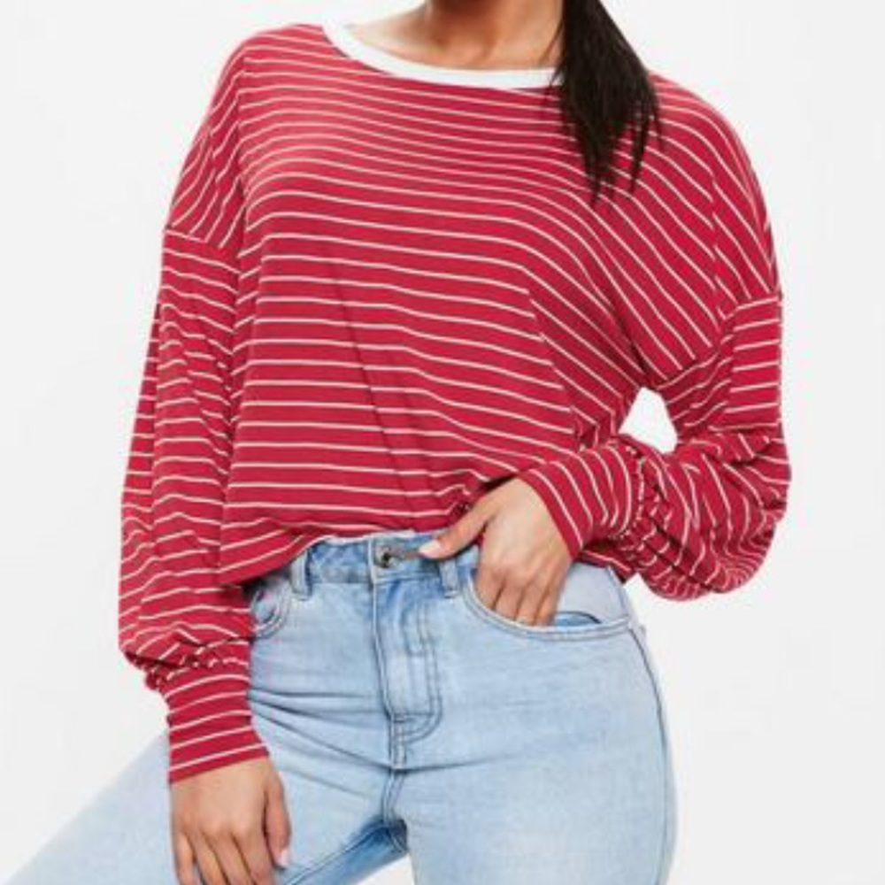 Red Striped Long Sleeve Tee